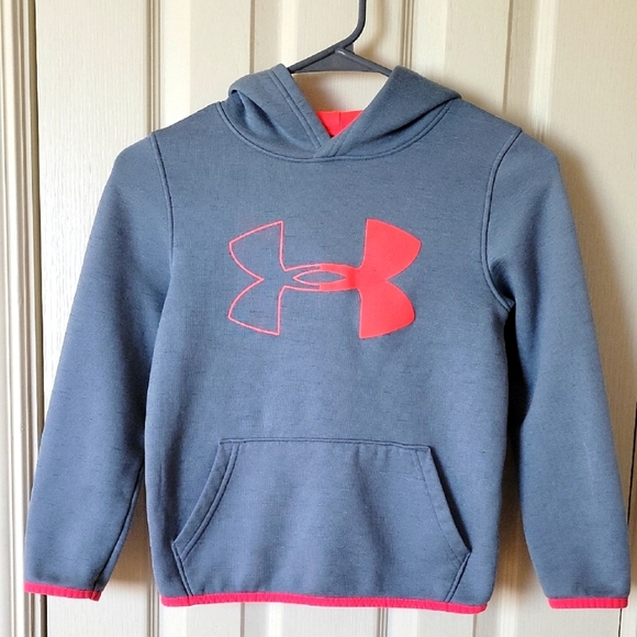 Under Armour Kids Gray Hoodie with Orange Logo - Picture 1 of 9